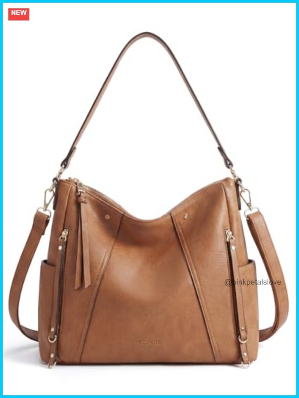 Vegan Leather Hobo Bag Crossbody Purse with Multi-Pockets Large Capacity Tote